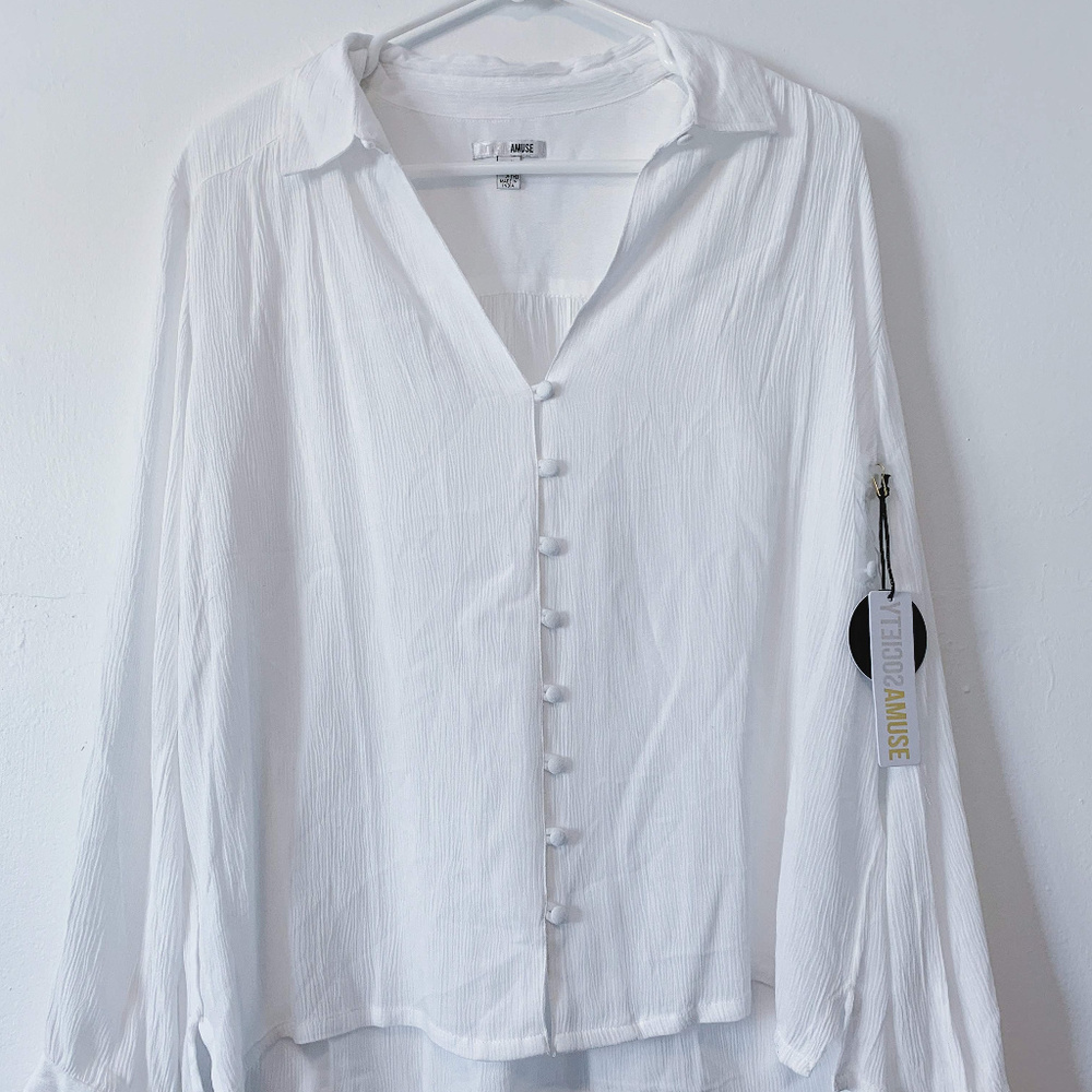 NWT Amuse Society White Button Down Blouse
